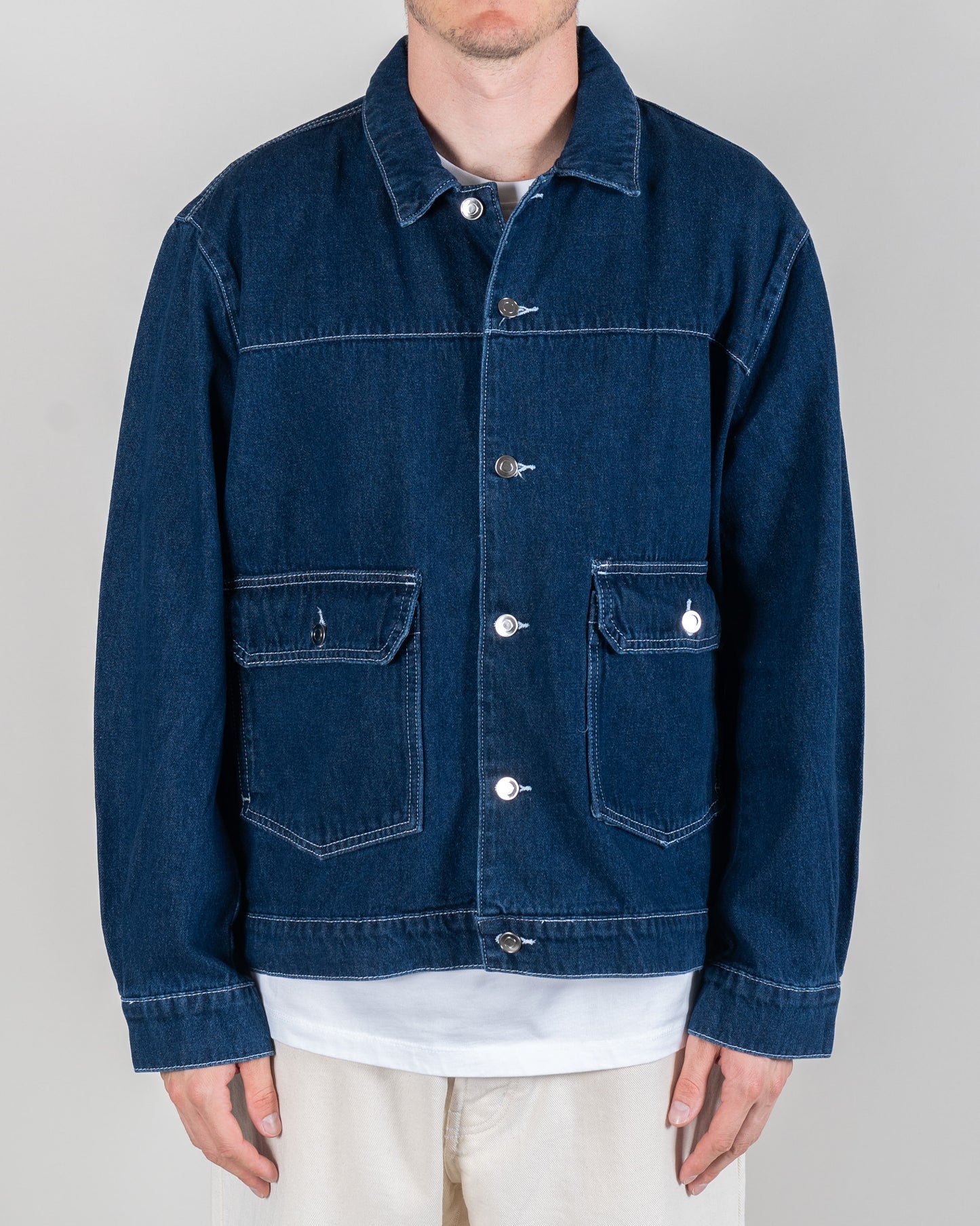 FULL BOTTON JACKET (RINSED DENIM)