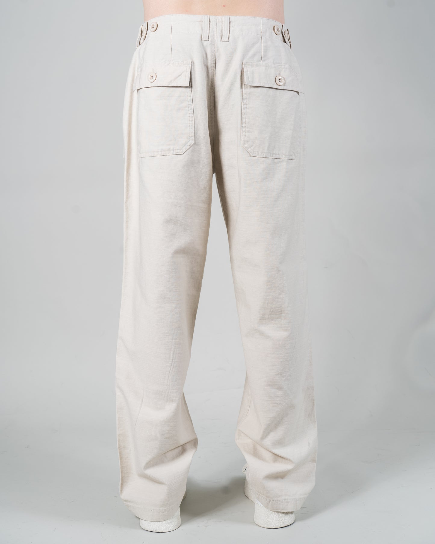 BACK SATIN FATIGUE PANTS (CREAM)