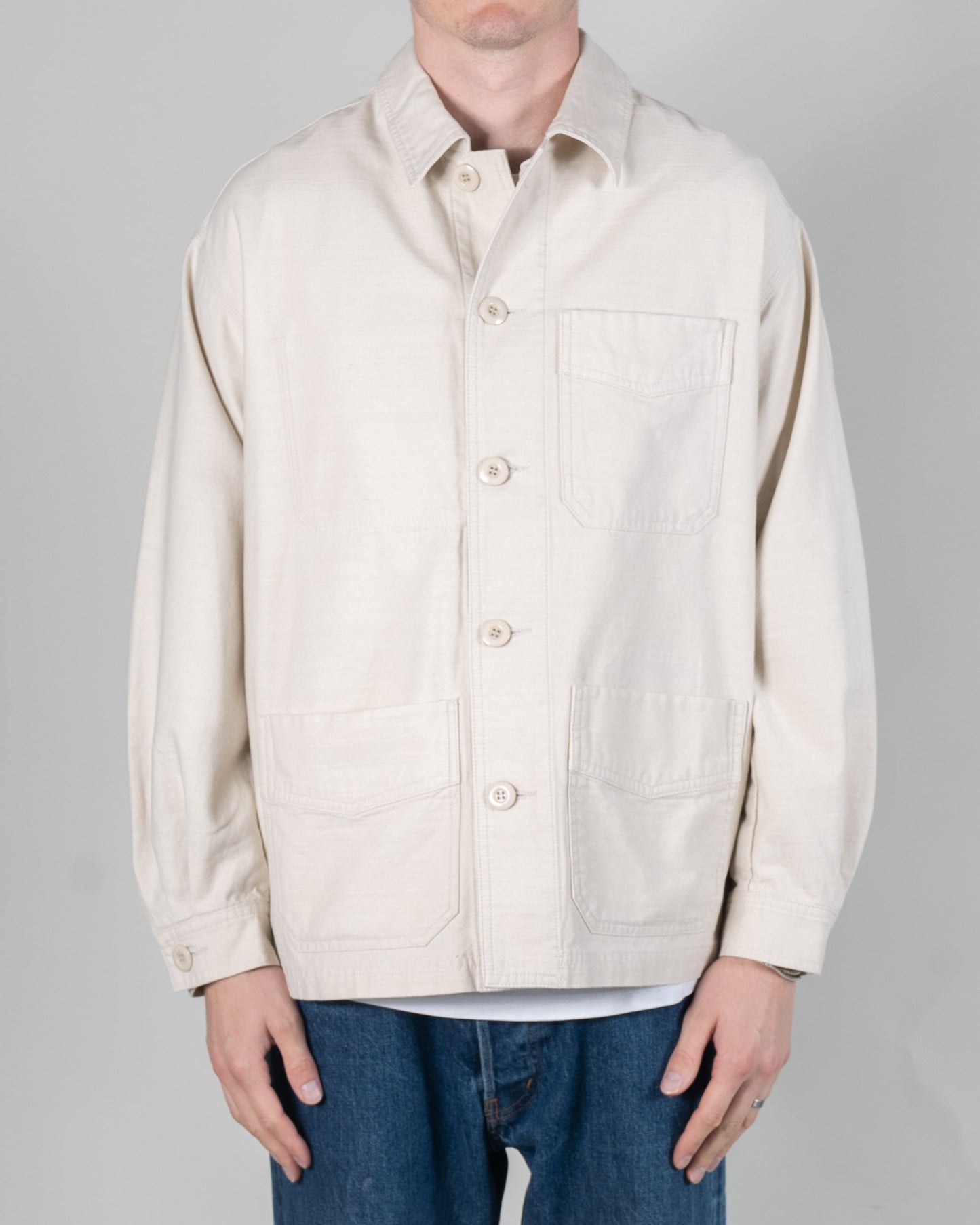 BACKSATIN FRENCH WORK JACKET (CREAM)