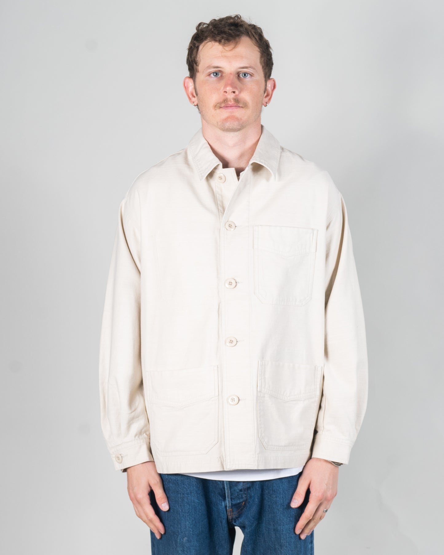 BACKSATIN FRENCH WORK JACKET (CREAM)