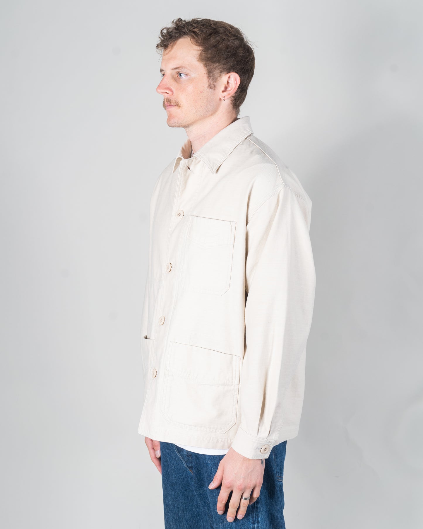 BACKSATIN FRENCH WORK JACKET (CREAM)