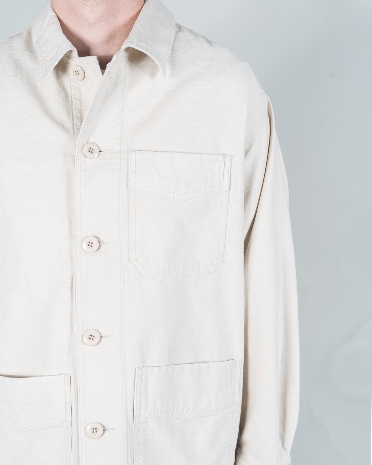 BACKSATIN FRENCH WORK JACKET (CREAM)